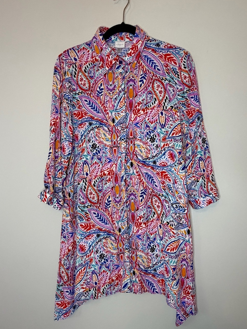 Cupio Women’s Paisley Button Down Tunic Dress Size M